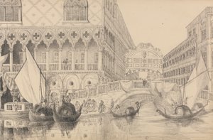 Album 30 pohledů v Tyrolsku a Itálii: Most vzdechů a část Dóžecího paláce 10. listopadu 1840