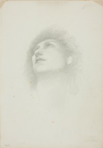 Hlava ženy s tváří vzhůru od Sir Edward Burne Jones