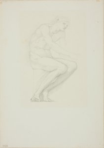 Sedící mužský akt od Sir Edward Burne Jones