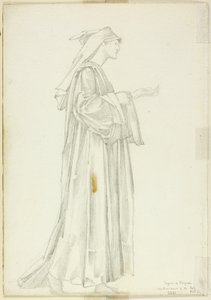 Studie Poutníka pro Romaunta z Růže od Sir Edward Burne Jones