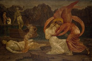 Cupid and Psyche - Palácové zelené nástěnné malby - Psyche obdrží rakev z Proserpiny, 1881.