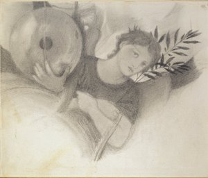 Studie pro hlavu v The Days of Creation, c1871-1875 od Sir Edward Coley Burne Jones