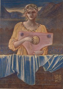 Studie ženy s hudebním nástrojem, 1895 od Sir Edward Coley Burne Jones