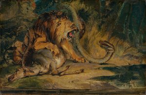 Lev bránící svou kořist od Sir Edwin Landseer