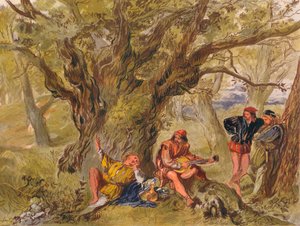As You Like It: Act II, Scéna V. Under the Greenwood Tree, zpívá Amiens, c1875 od Sir John Gilbert