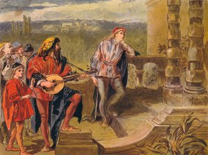Hudebník zpívá v The Two Gentlemen of Verona: Act IV Scene II, c1875 od Sir John Gilbert