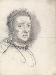 Hlava starší dámy; studie z Rafaelovy disputace od Sir Joshua Reynolds