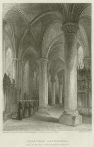 Katedrála v Chartres, zadní strana kůru ze severní uličky do od Solomon Alexander Hart