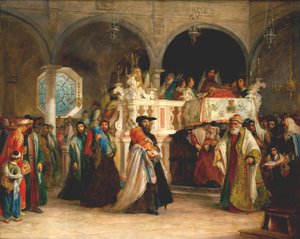 Slavnost Radování z Tóry v synagoze v Leghornu, Itálie - Slavnostní slavnost de la joie de la Torah (Sim