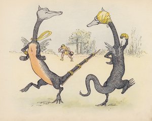 Ilustrace k Malým dvojčatům od S. Rosamond Praeger (barevná litografie)