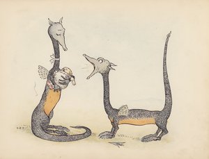 Ilustrace k Malým dvojčatům od S. Rosamond Praeger (barevná litografie)
