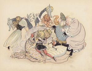 Ilustrace k Malým dvojčatům od S. Rosamond Praeger (barevná litografie) od Sophia Rosamond Praeger