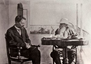 Lev Tolstoj a Anton Čechov, ruští autoři, 1902