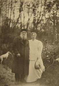 Ruský autor Leo Tolstoy a jeho manželka Sophia Tolstaya, Rusko, 1895