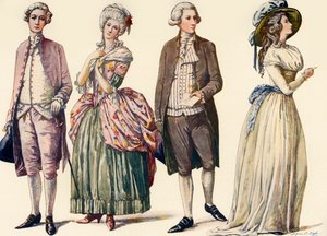 Kostýmy za vlády Jiřího III. a prvních let republiky 1778-1790, 1903, 1937.