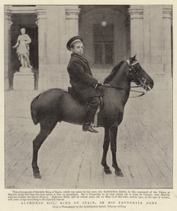 Alfonso XIII., španělský král, na svém oblíbeném poníkovi