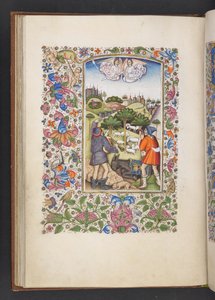 Přidejte k pastýřům Zvěstování MS 50004 f.32v z „Knihy hodin“ (inkoust, barva a zlato na pergamenu) od Spanish School