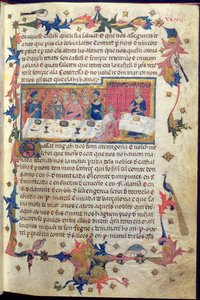 Banket pořádaný otcem Martellem pro Jakuba I. (1208-76) v Tarragoně v roce 1228, na kterém bylo dohodnuto dobytí Baleárských ostrovů, z „Libre dels Feits“ (vellum) (viz také 113569) od Spanish School