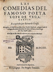 Obálka Komedie slavného básníka Lope de Vega od Felixe Lope de Vega Carpio (1562-1635), vydání z roku 1604 (tištěná monografie) od Spanish School