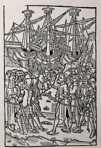 Rytina do historie Vespasiana, vytištěná v roce 1495 v Zaragoze (čb ilustrace) od Spanish School