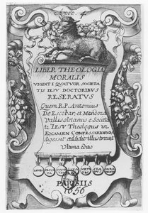 Frontispis pro Liber Theologiae Moralis, Antonio Escobar y Mendoza, 1656 od Spanish School