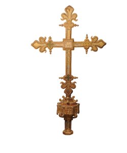 Procesní kříž zdobený zlaceným dřevem a polychromováním, Španělsko, cca 1500 (zlacené dřevo) od Spanish School