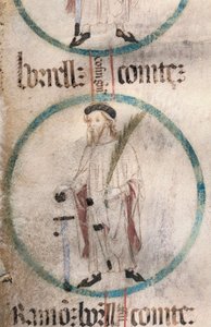 Gotické umění: portrét Borrella II. (934-992), hraběte z Barcelony. Miniatura v „Genealogie králů Aragonie a hrabat z Barcelony“. 14.-15. století. od Spanish School