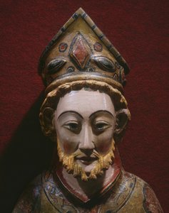 Hlava svatého Petra, konec 13. století – začátek 14. století (malované a zlacené dřevo)