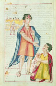Ilustrace Quipu z „Historie a královské genealogie peruánských králů Inků, jejich činy, zvyky, kostýmy a způsob vlády“, známý jako Codice Murua od Spanish School