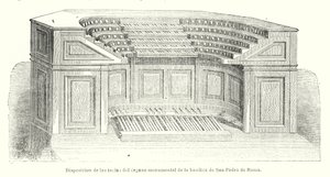 Rozložení kláves monumentálních varhan baziliky svatého Petra, Řím (litho) od Spanish School