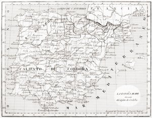 Mapa Španělska zobrazující chalífát Cordoba od Spanish School