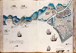Mapa části Nového Španělska, pobřeží Peru a města Lima, z "Mapy pobřeží Ameriky v Jižním moři, od poslední populace Španělů v nich, což je město Compostela, dále" od Spanish School