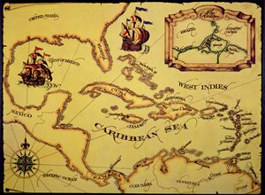 Mapa španělské hlavní (barevné lito) od Spanish School
