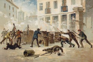 Členové Národní milice ve Valencii odmítající odzbrojení, Španělsko, 1873 od Spanish School