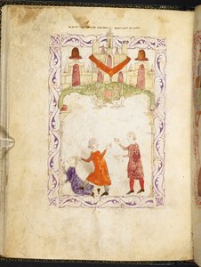 Mojžíš vyčítá dva znesvářené Izraelity, Mojžíše v Egyptě, z Hispanomorské Hagady, MS Or 2737, f.66r, f.1275-1324 (vellum) od Spanish School