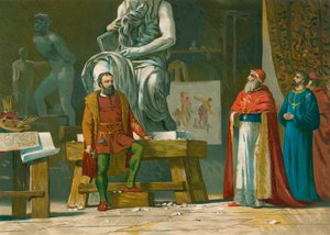 Papež Julius II. navštíví dílnu Michelangela od Spanish School
