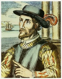 Portrét Juana Ponce de Leon (1474 – 1521) (ručně kolorovaná rytina). od Spanish School