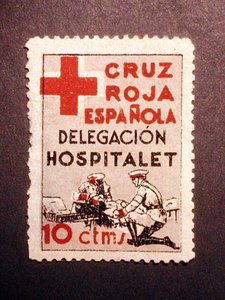 Razítko připomínající španělský červený kříž (delegace nemocnice) od Spanish School