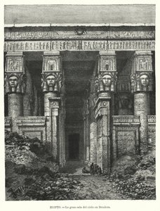 Chrám Hathor, Dendera, Egypt (litho) od Spanish School