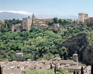 Pohled na palác Alhambra od severovýchodu, 14.-16. století od Spanish School