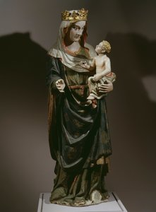 Panna a dítě, konec 14. století (malované dřevo) od Spanish School