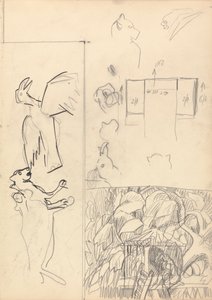 Jeskyně Zlatého telete: Studie stromových domů, zvířat a půdorysu od Spencer Frederick Gore