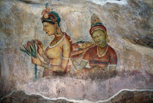 Maidens of Sigiriya, freska, archeologické naleziště Sigiriya (Seznam světového dědictví UNESCO