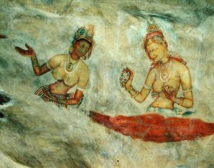 The Cloud Damsels, from the Rock Fortress (detail) od Sri Lankan School