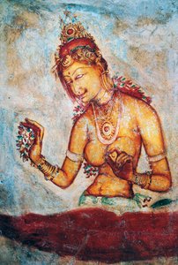 Panny ze Sigiriya, freska, archeologické naleziště Sigiriya (Seznam světového dědictví UNESCO
