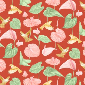 Vzor Anthurium, 2021 (grafitová tužka a digitální tisk)