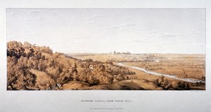 Pohled na hrad Windsor z Egham Hill, Berkshire, 1851 od Standidge and Co
