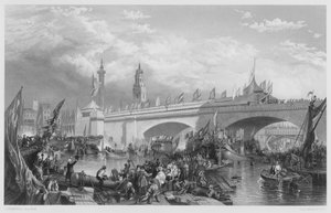 Otevření New London Bridge, z obrázku v královské sbírce