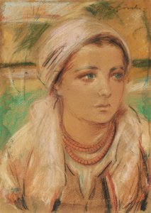 Krakov Mladá dívka s šátkem na hlavě od Stanisław Górski