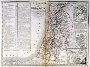 Mapa Palestiny také ukazuje hranice každého kmene. A. Stucchi od Stanislao Stucchi